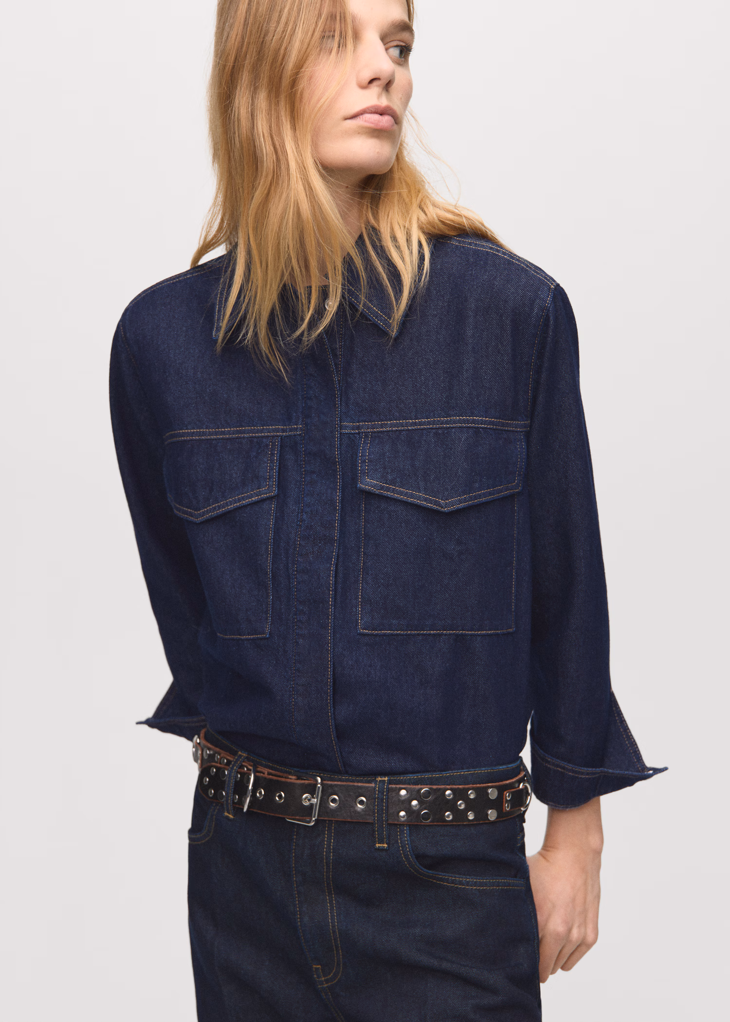 Camicia denim tasche a falda