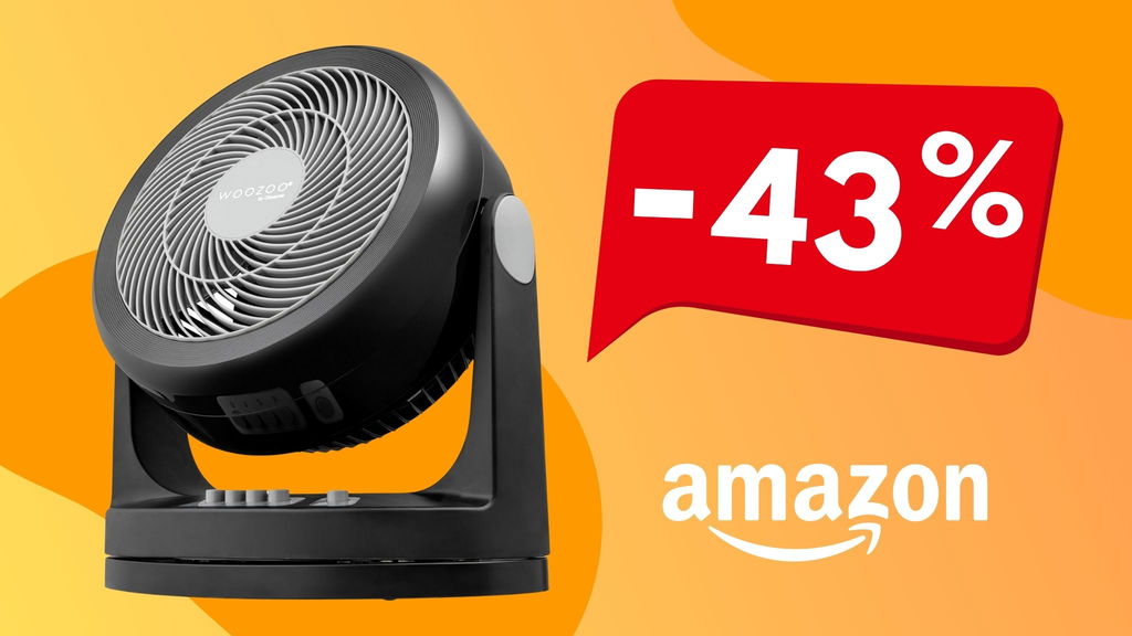 Ventilatore portatile a sconto su sfondo colorato