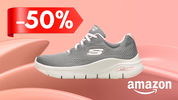 Sketchers arch fit in offerta scarpe donna sfondo rosa 