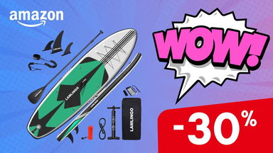 Tavola da SUP Rolimate in super promo in primo piano su sfondo colorato