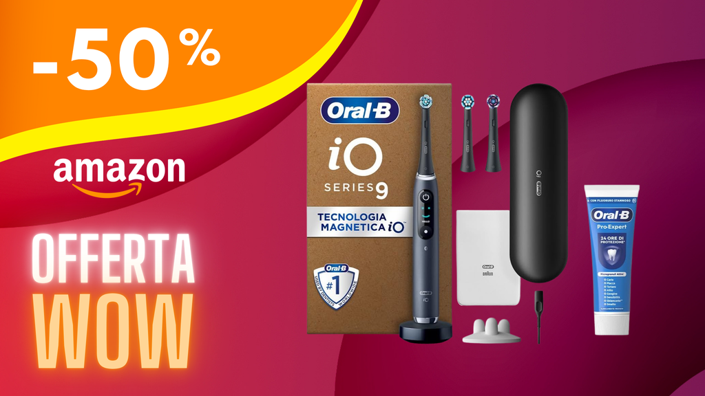 Oal-b a metÃ  prezzo in primo piano su sfondo colorato e label sconto