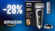 Braun rasoio elettrico a -28% sfondo blu e logo amazon