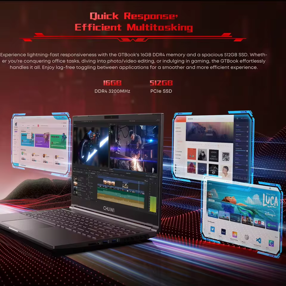 CHUWI GTBook Laptop Intel i5-12450H RTX 3050 15.6 pollici 144Hz 16GB D...
