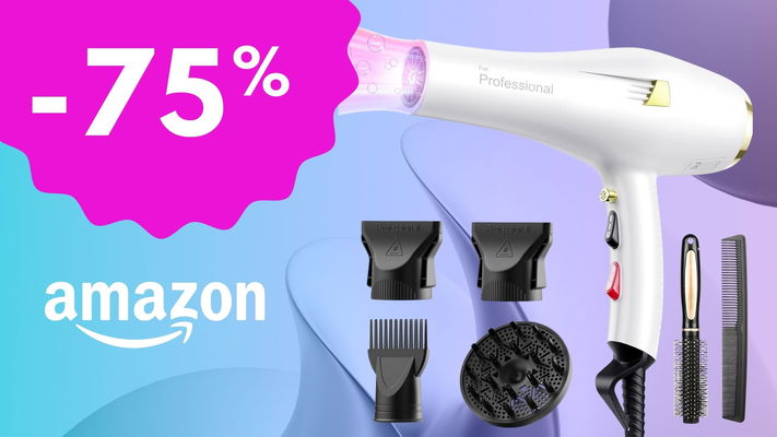 Il phon a ioni negativi per capelli lisci e splendenti è scontatissimo su Amazon