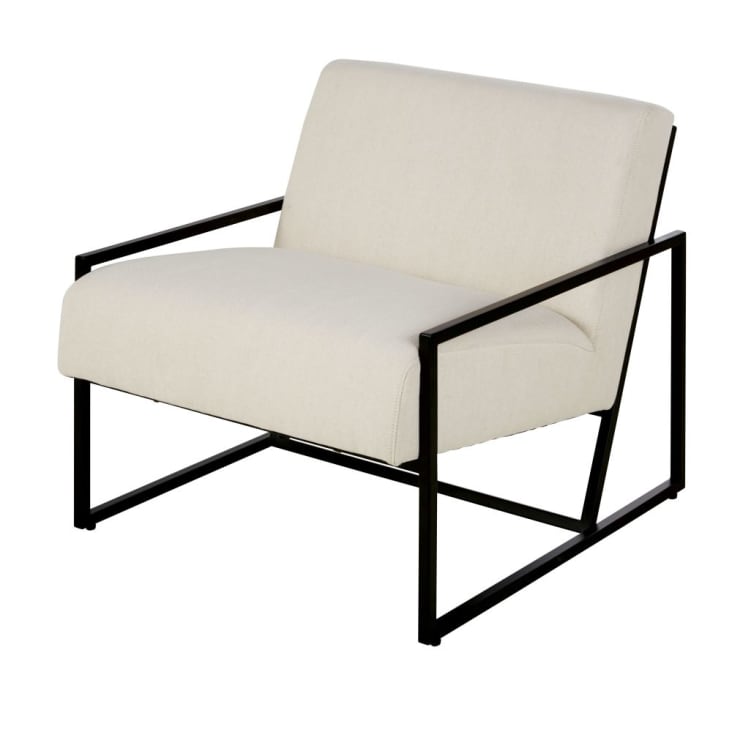 Citizen - Poltrona in cotone beige con gambe in acciaio nero
