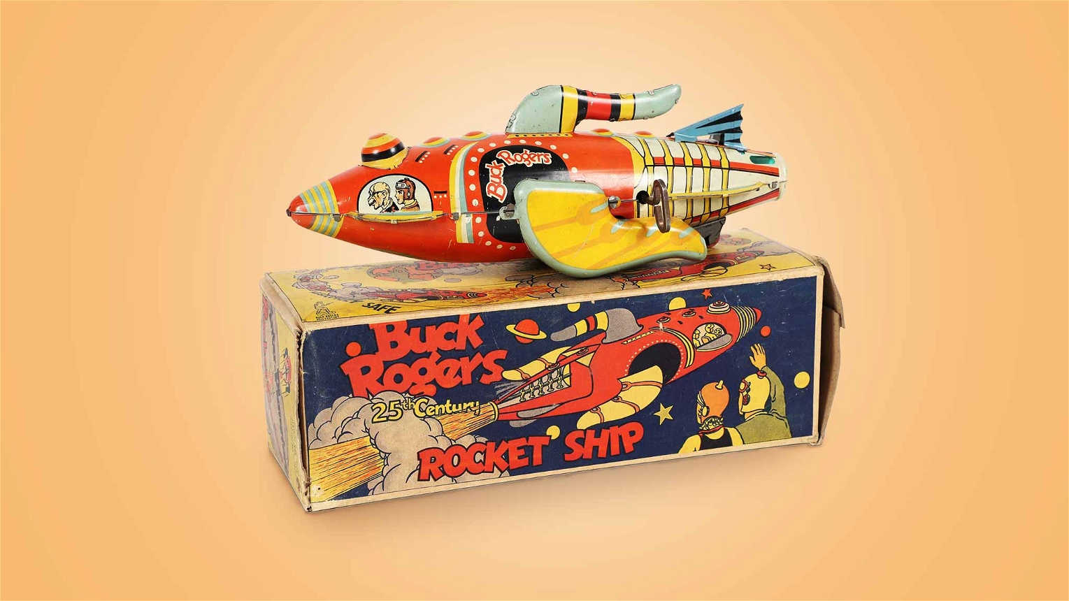 giocattolo vintage di latta rocket ship