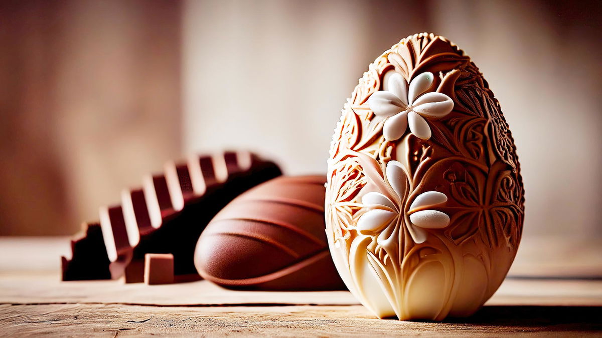 uovo di pasqua di cioccolato decorato