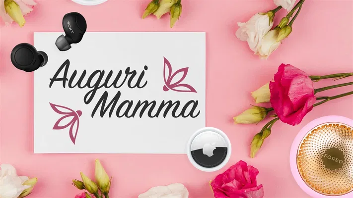 auguri mamma regali tech e fiori rosa