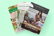 3 libri di cucina famosi sfondo verde 