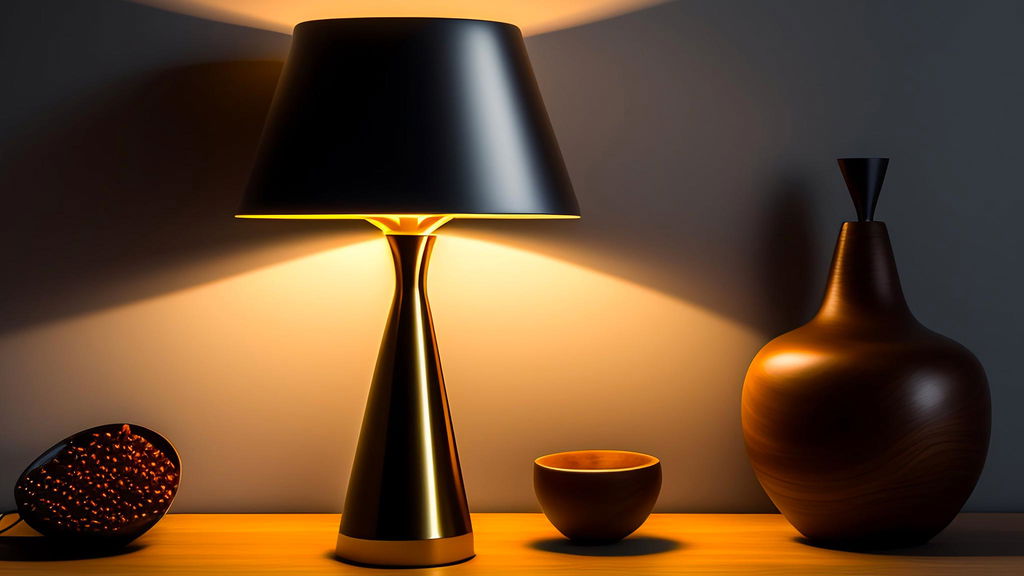 lampada di design accesa su console