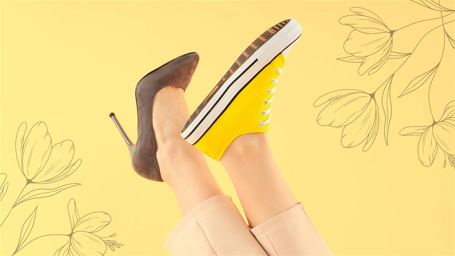 scarpe primaverili grafica sfondo giallo