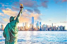 visuale new york dalla statua della libertà