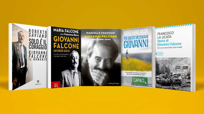 Libri su Giovanni Falcone sfondo giallo