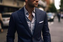 uomo con blazer blu