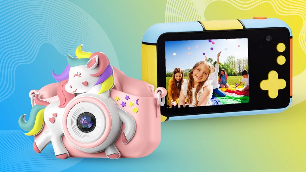 macchine fotografiche giocattolo unicorno e colorata