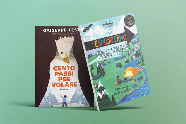 libri sulla montagna per bambini mockup verde