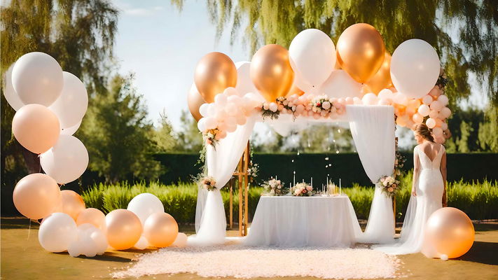 palloncini matrimonio bianchi e bronzo