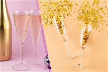 flute champagne sfondo rosa e oro