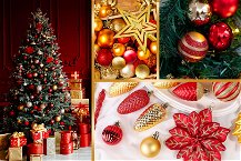decorazioni natalizie rosse e oro