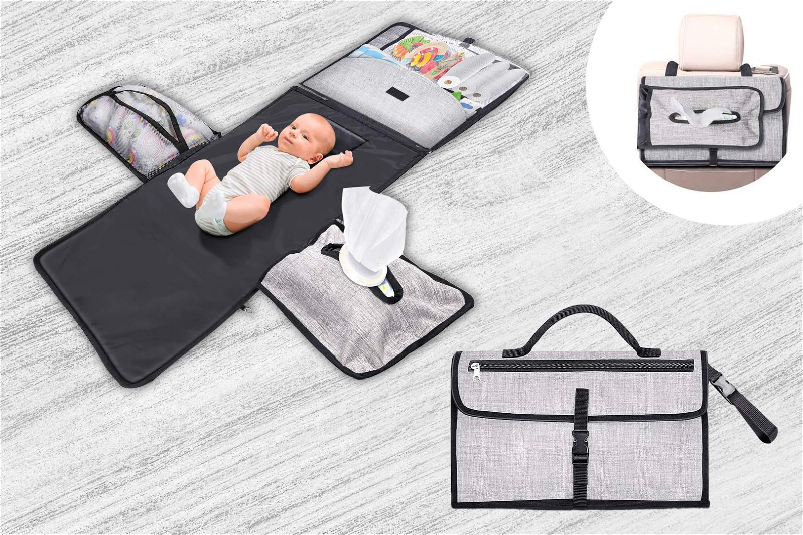 Fasciatoio portatile per pannolini Fasciatoio portatile per bambini con  tasche Kit di cambio per pannolini da viaggio impermeabile Regali per  bambini