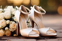 sandali da sposa eleganti con bouquette