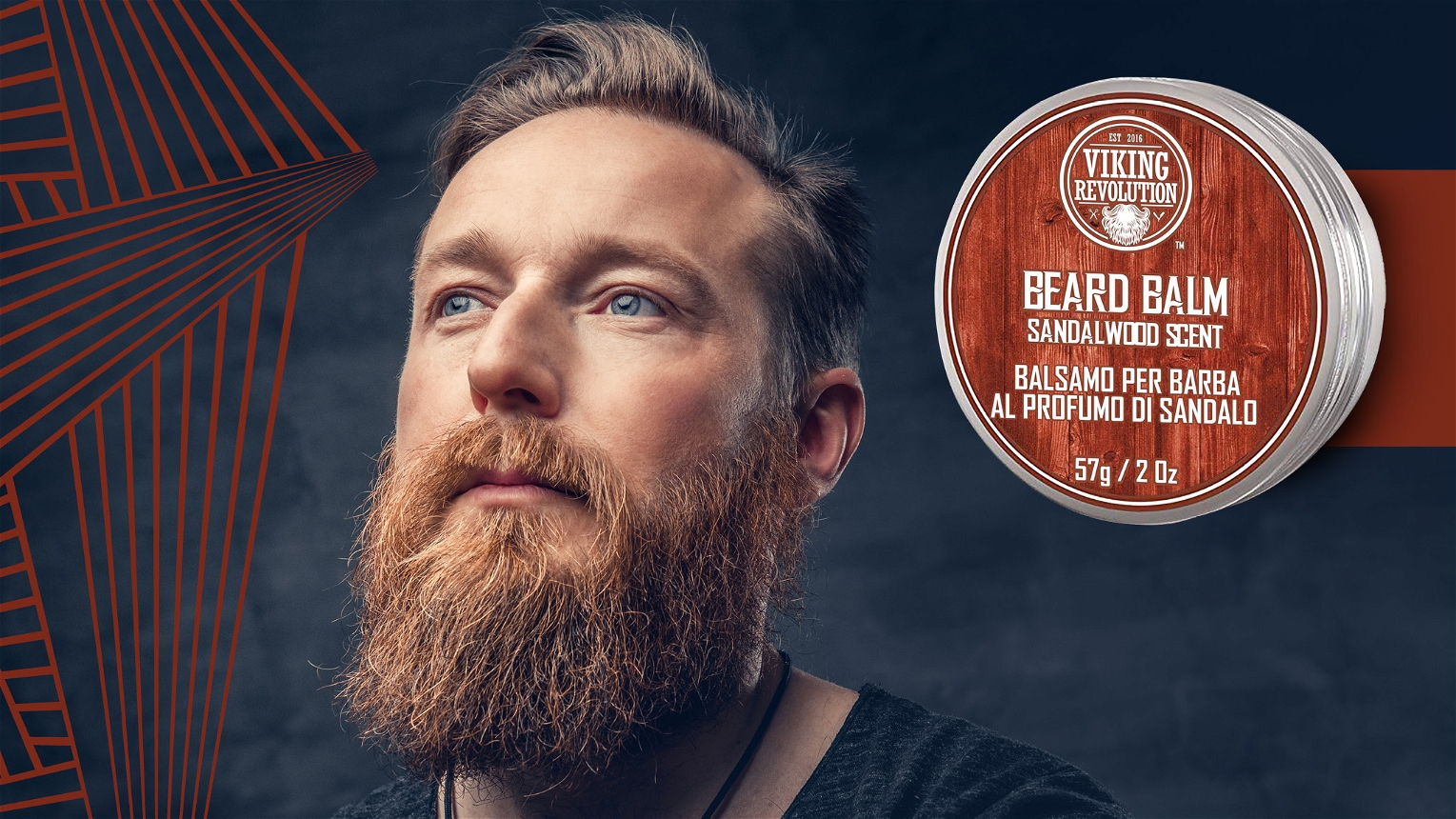 Balsamo per la cura della tua barba in primo piano e uomo con barba lunga e curata