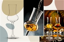 Bicchiere adatto per la grappa con immagini di bicchieri pieni di grappa