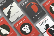 Copertine dall'alto dei libri di Murakami