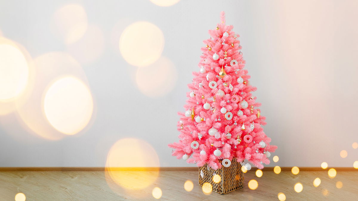 albero di natale rosa luci