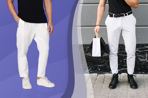 pantaloni bianchi sportivo ed elegante uomo con grafica