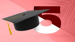 Cappello laurea grafica rossa con numero 5