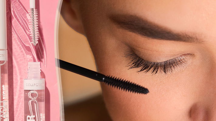 donna che usa mascara trasparente 