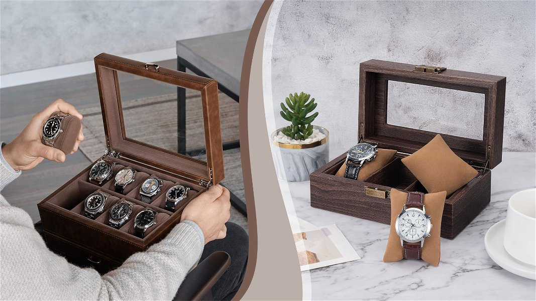 scatole porta orologi da uomo con grafica