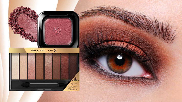 donna con ombretto marrone palette colori maxfactor 