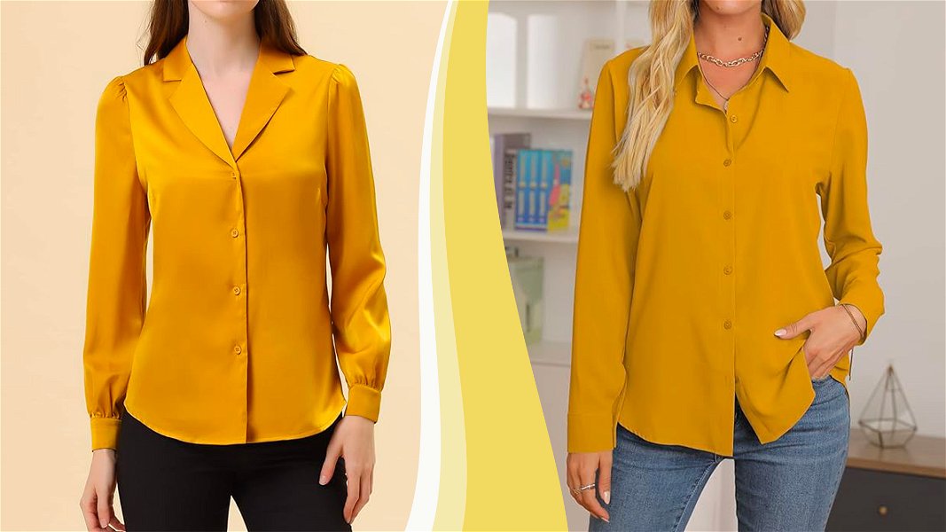 Foto di due modelle con indosso una camicia gialla