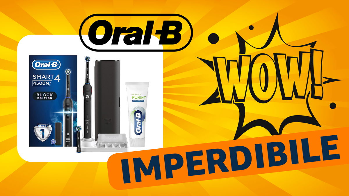 Oral B in primo piano con sconto imperdibile su sfondo giallo