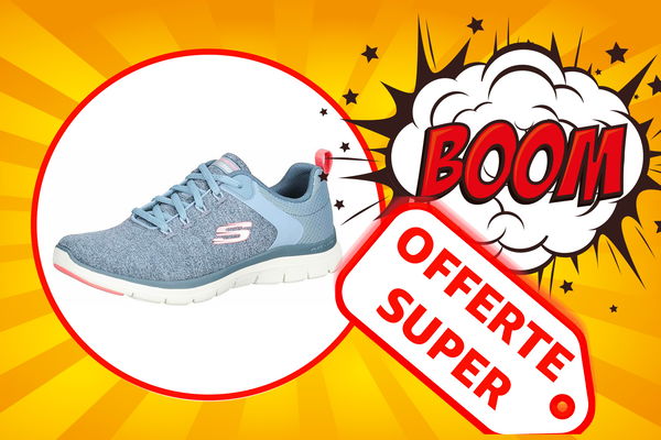 Scarpa Skechers flex appeal donna su sfondo colorato