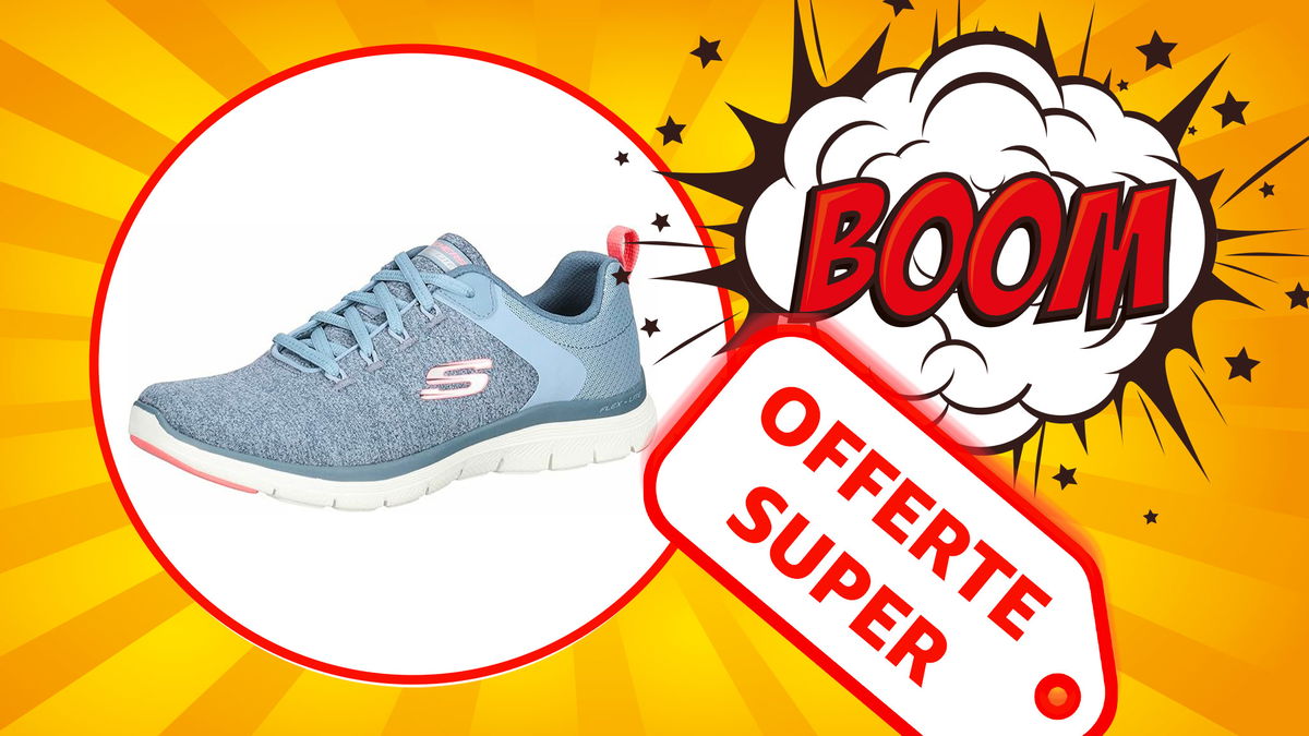 Scarpa Skechers flex appeal donna su sfondo colorato