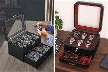 Due foto di  scatole porta orologi 