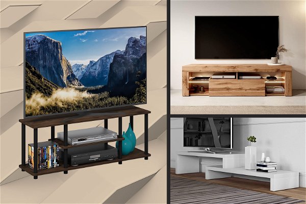 mobiletti tv moderni per salotto con grafica color sabbia