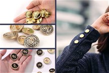 bottoni dorati eleganti di più tipi con dettaglio bottoni su manica a destra