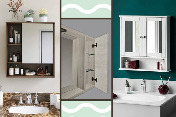 specchio contenitore per bagno e di design con grafica verde menta