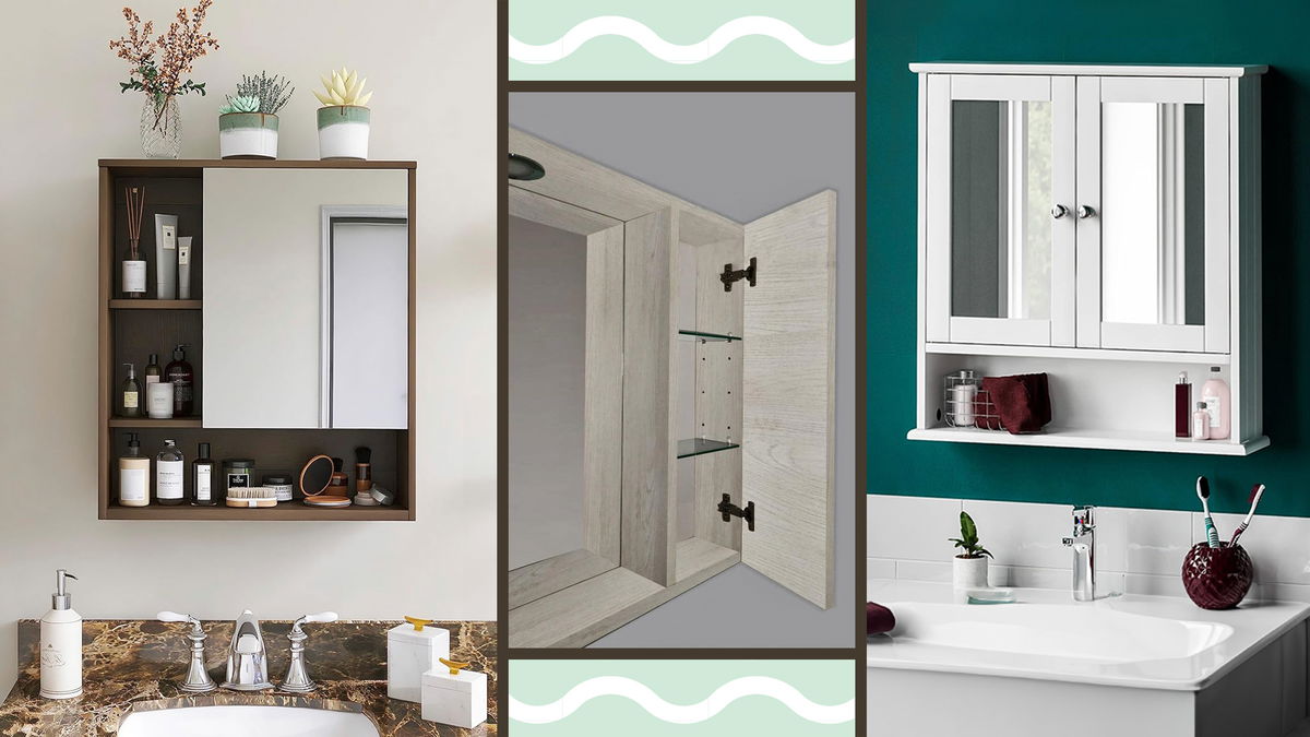 specchio contenitore per bagno e di design con grafica verde menta