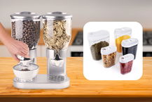 dispenser cereali per cucina con cucina di sfondo