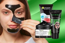 donna che usa maschera nera peel off e migliori maschere viso contro i punti neri