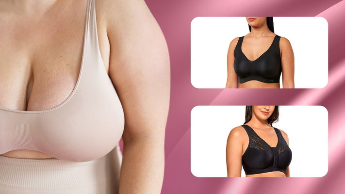 donna con seno grande e cadente con migliori reggiseni che sostengono