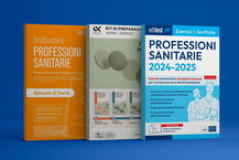 Libri test professioni sanitarie mockup sfondo blu