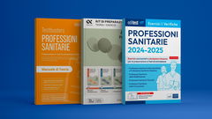 Libri test professioni sanitarie mockup sfondo blu