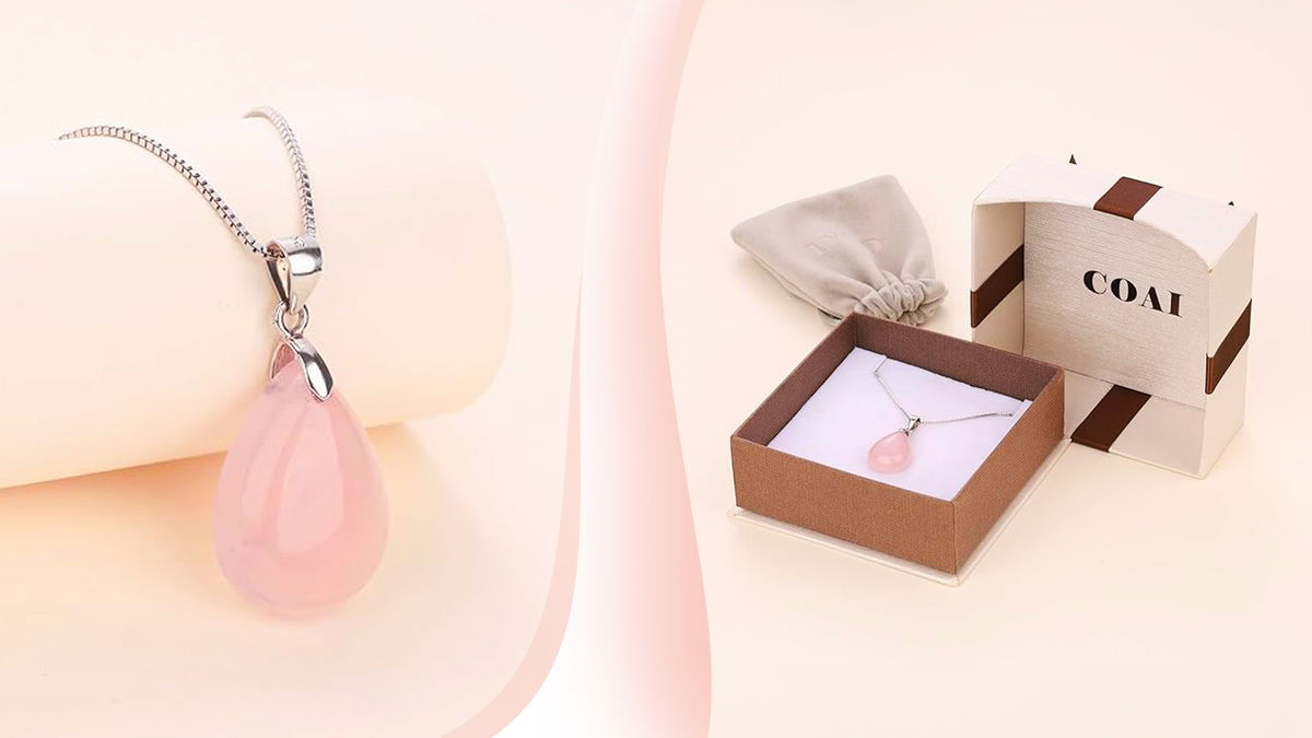 ciondolo quarzo rosa confezione regalo