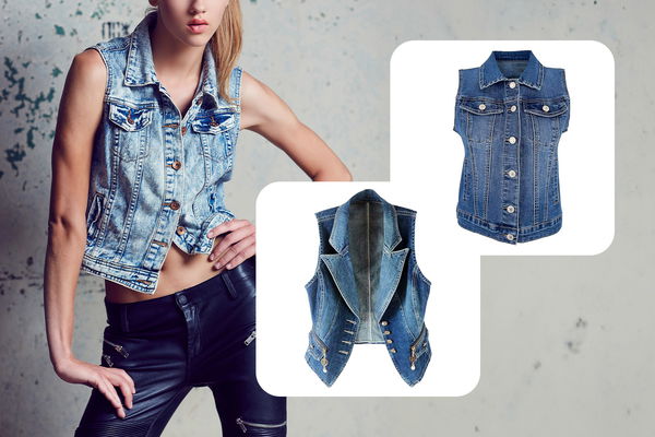 donna che indossa gilet di jeans